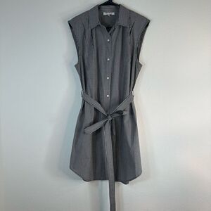 Frame Black Gingham Belted Button Front Shirt Dress Womens Medium Cotton Pockets